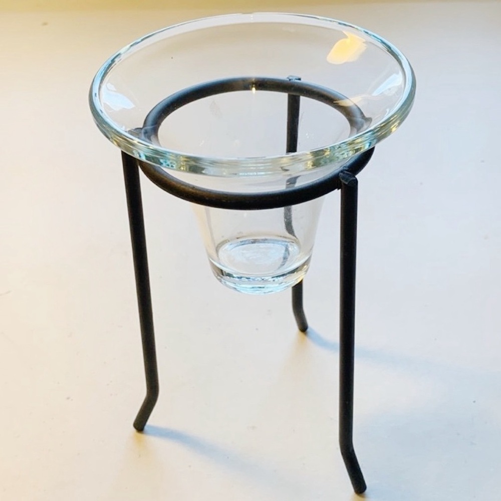 Glass Black Metal Votive Candle Holder 7” Boutique Brand Box